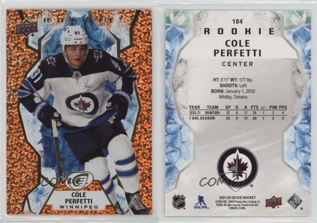 2021-22 Upper Deck Ice Rookie Orange Cole Perfetti #104 Rookie RC 14sr