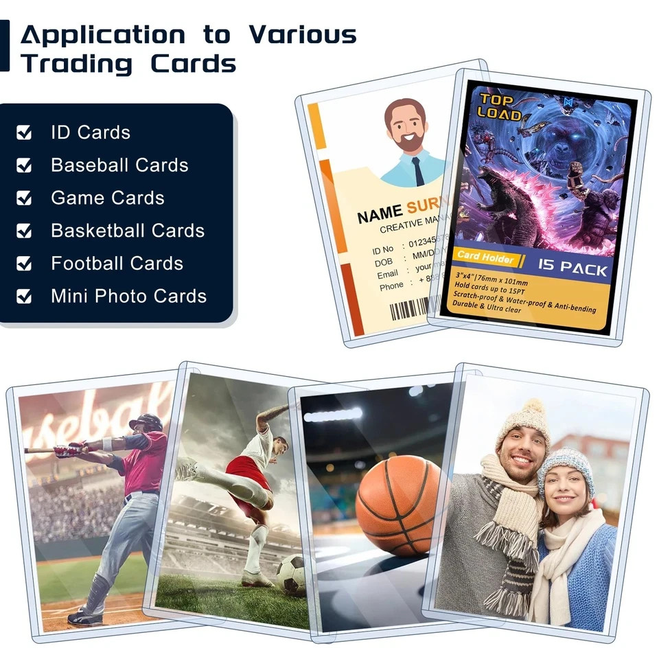 Trading Card Sleeves Hard Plastic Clear Case Holder Baseball Card Toploader