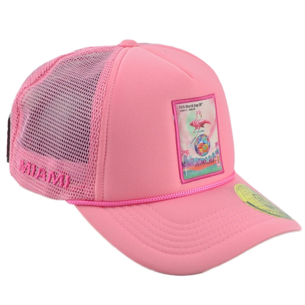 2026 FIFA World Cup Foam Trucker Cord We Are 26 Miami Pink Snapback Hat Cap