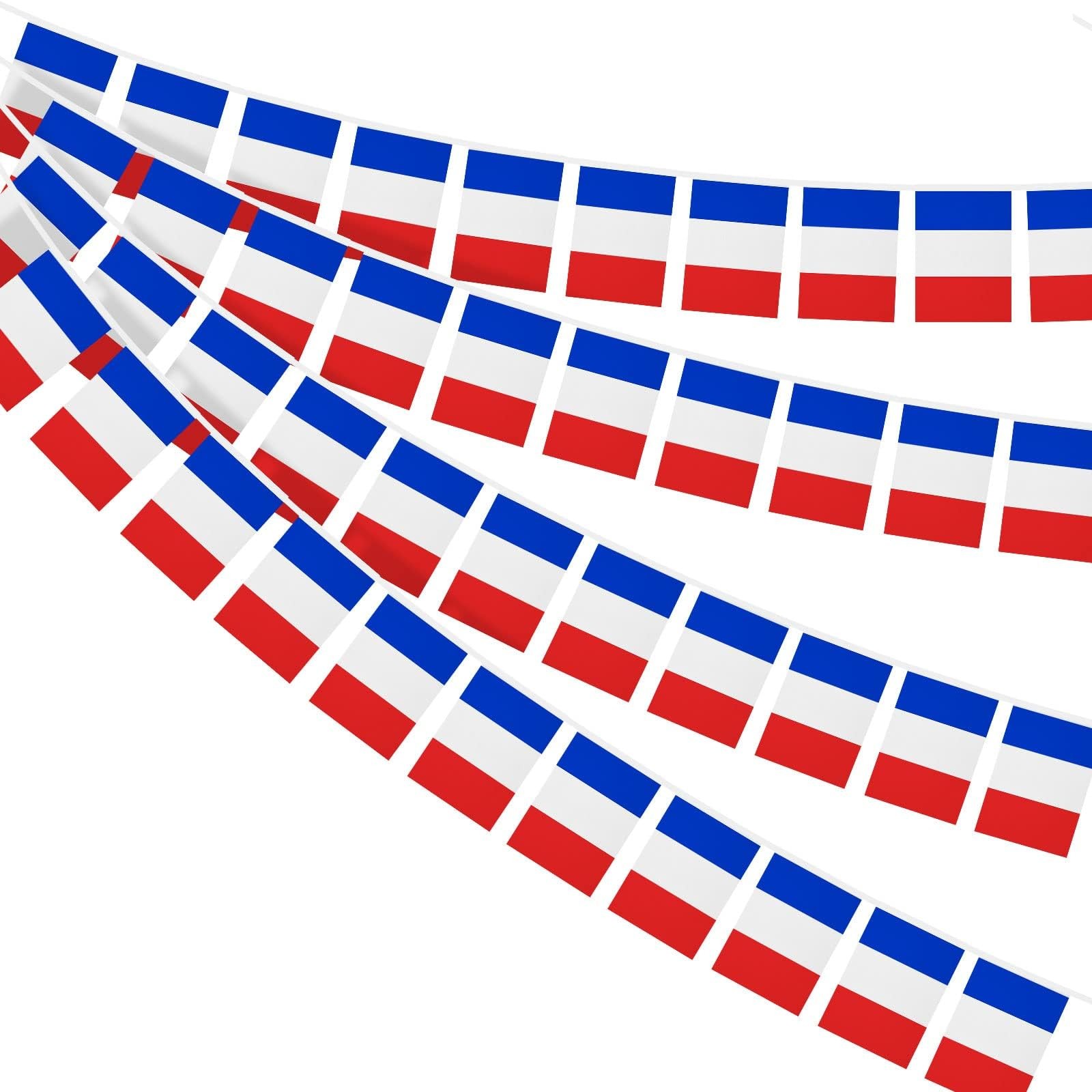 AhfuLife 33 Ft French String Flags Banner for 5.51×8.26 in-30 Pcs,