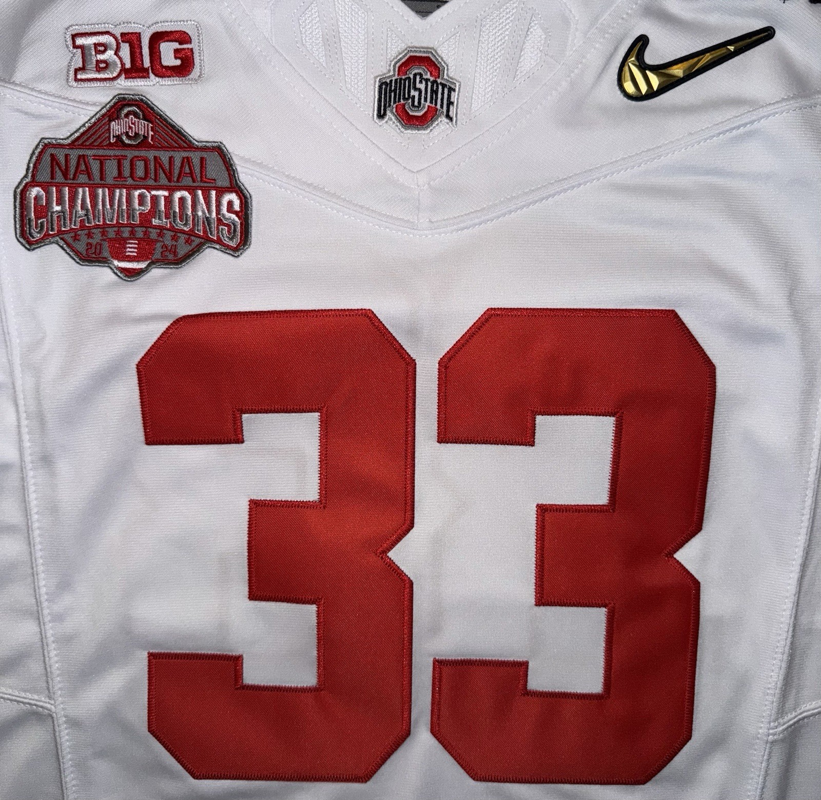 Jack Sawyer Ohio State National Championship Gold OSU 33 White Jersey Buckeyes