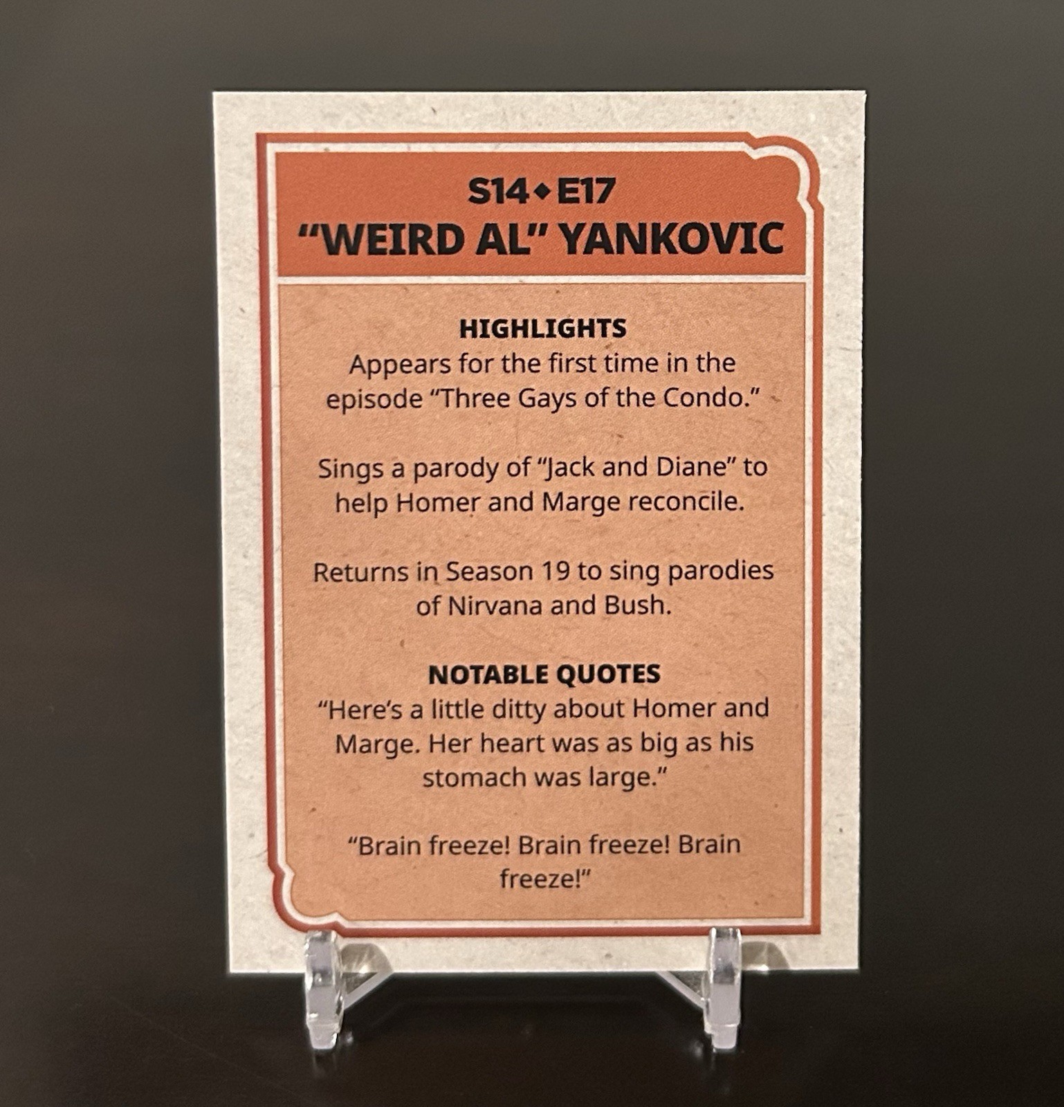 Weird Al Yankovic – Simpsons HD Quality Custom Baseball Card #27