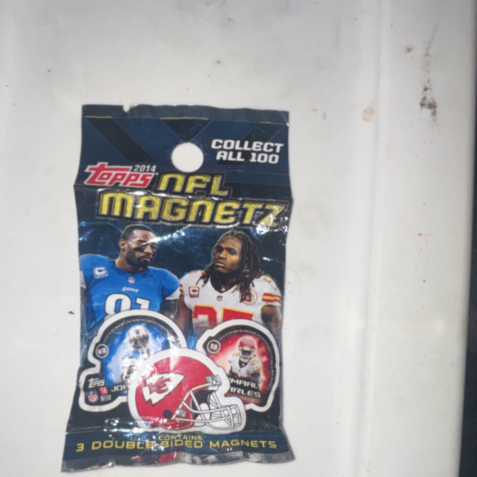 Topps 2014 NFL Magnetz Pack Double-Sided Magnets Detroit Lions Chiefs
