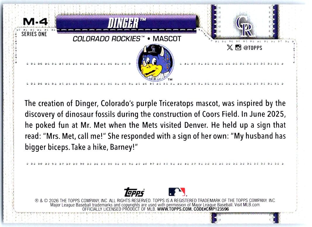 2026 Topps #M-4 Dinger Mascots