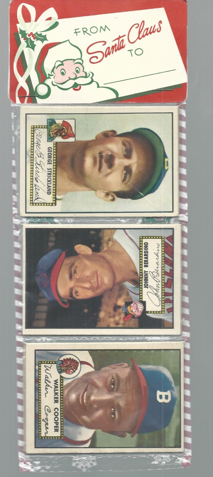 1952 TOPPS Christmas RACK PACK POSSIBLE MICKEY MANTLE ROOKIE/ED MATHEWS R!!!