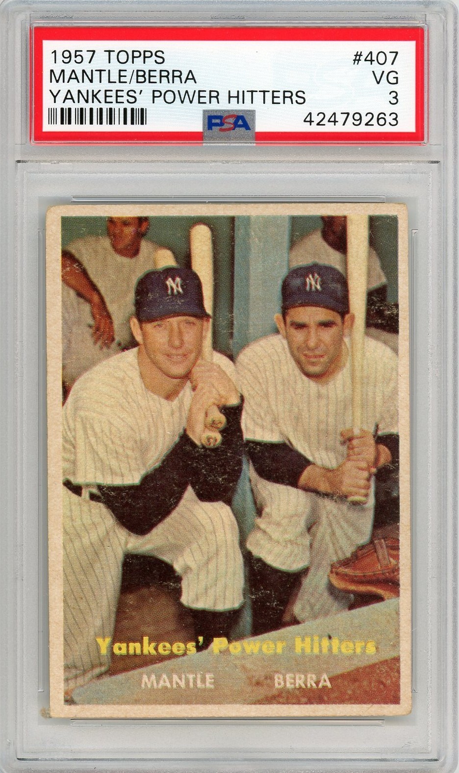 1957 Topps Mantle/Berra Yankees’ Power Hitters #407 PSA 3 P1470