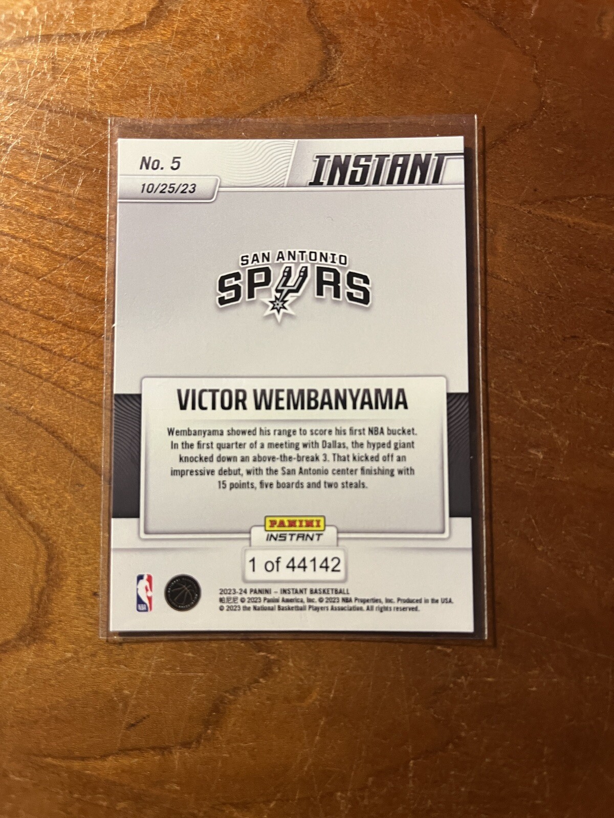 2023 Panini Instant Victor Wembanyama RC Rookie /44142 San Antonio Spurs