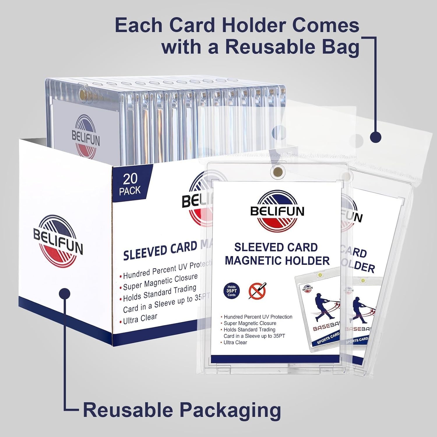 Clear Acrylic 20-Pack Magnetic Trading Card Cases – Preserves Collection