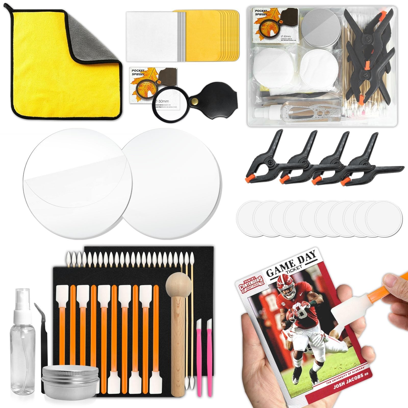 267 Pcs Trading Card Cleaning Kit with Fixing Jig & EVA Foam – Sports Card Care