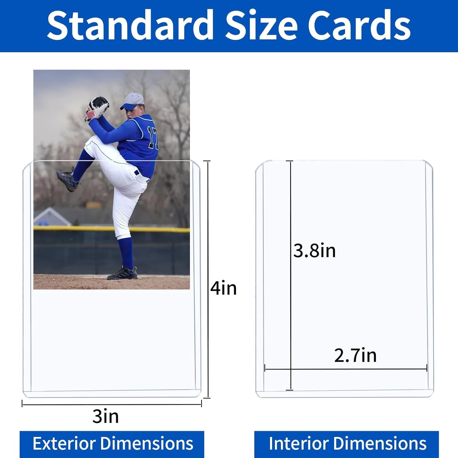 Trading Card Sleeves Hard Plastic Clear Case Holder 42Pc Baseball Card Toploader