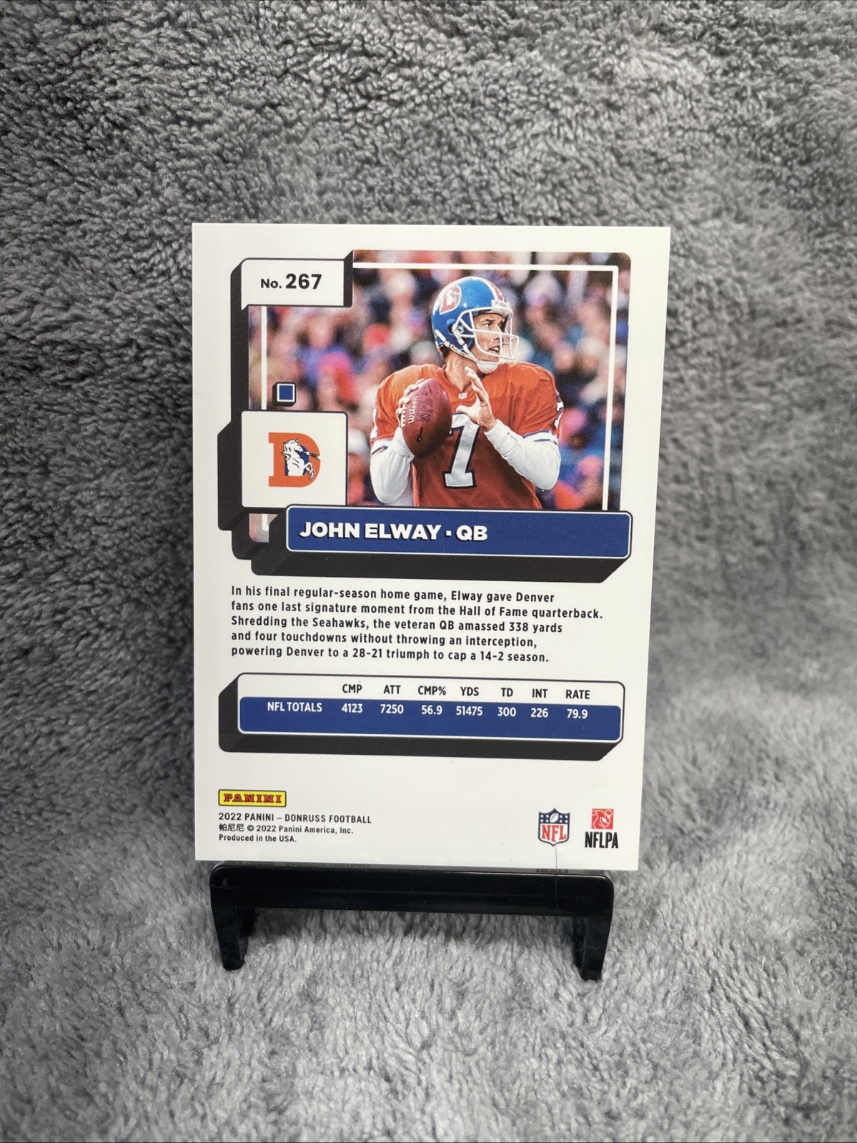 John Elway #267 2022 Panini Donruss Press Proof Premium – Denver Broncos