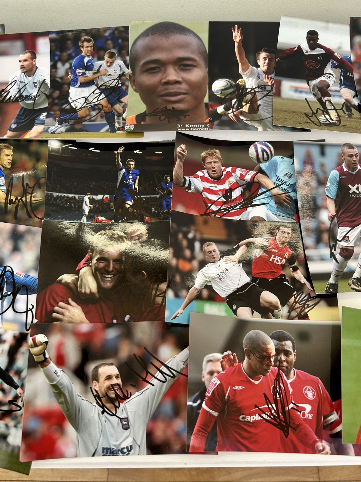 125 Signed Football Autographs Photo Collection Job Lot Ex-Prem & EFL Players