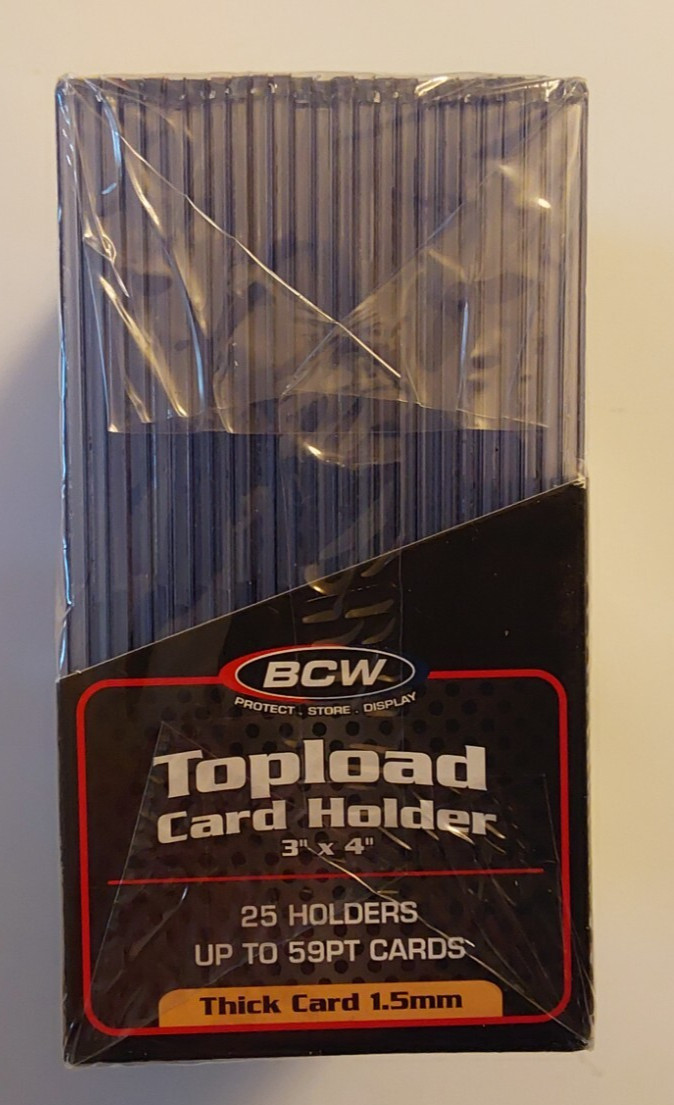BCW 3X4 Thick Card Toploaders 1 Pack of 25 Thick Card 1.5mm 59pt Point Cards