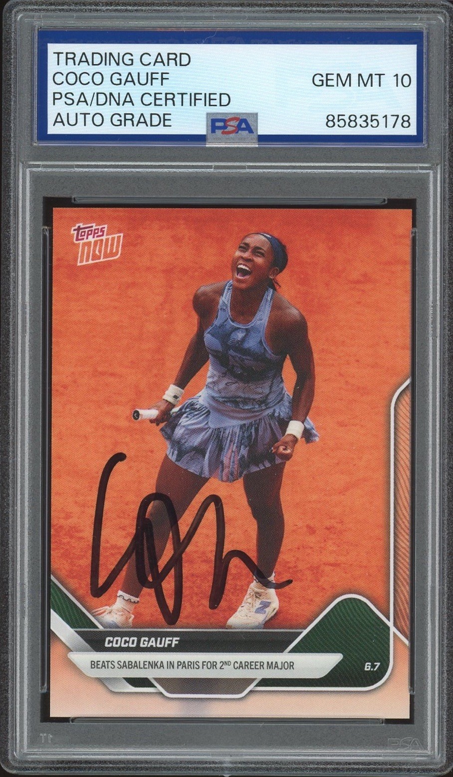2025 Topps Now Tennis #TN-CG1 Coco Gauff Signed French Open Champion PSA AUTO 10