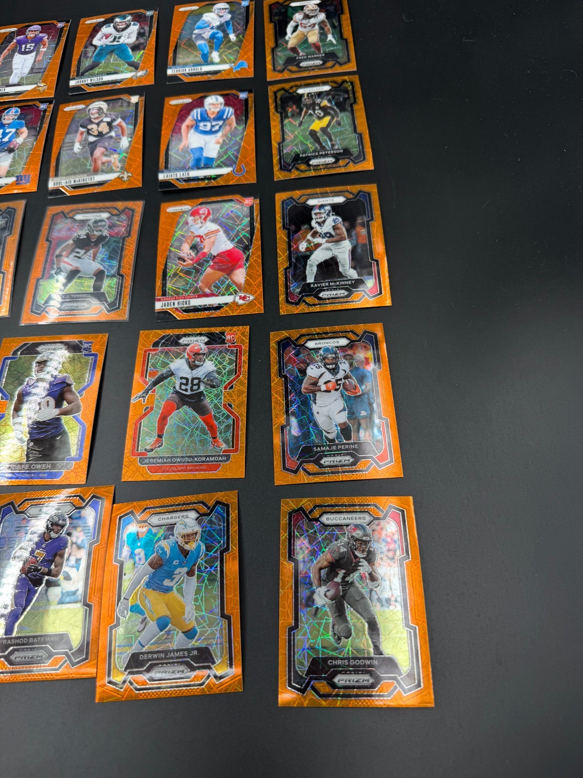 NFL Prizm Orange Lazer Lot Of 35 all in picture