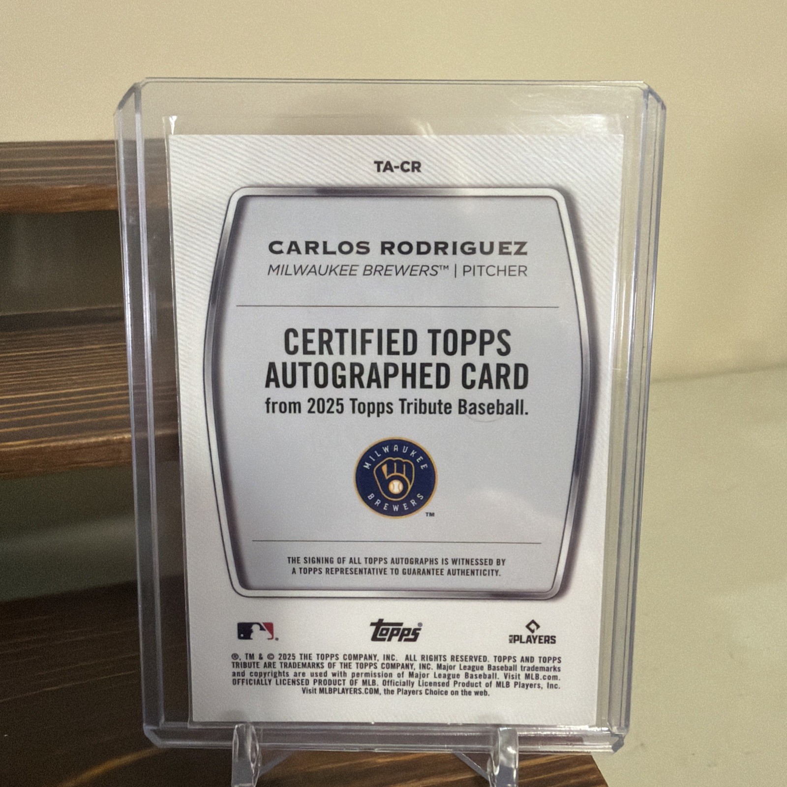 Carlos Rodriguez 2024 Topps Tribute RC Purple /50 Rookei AUTO #TA-CR Brewers