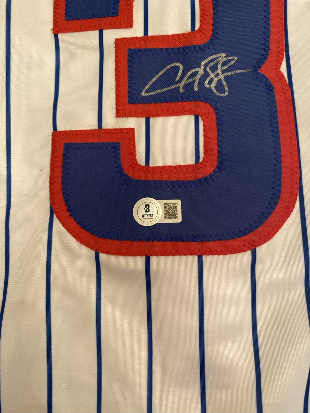 Alex Bregman Signed Chicago Cubs Custom Pinstripe Jersey! LSU Legend. Beckett