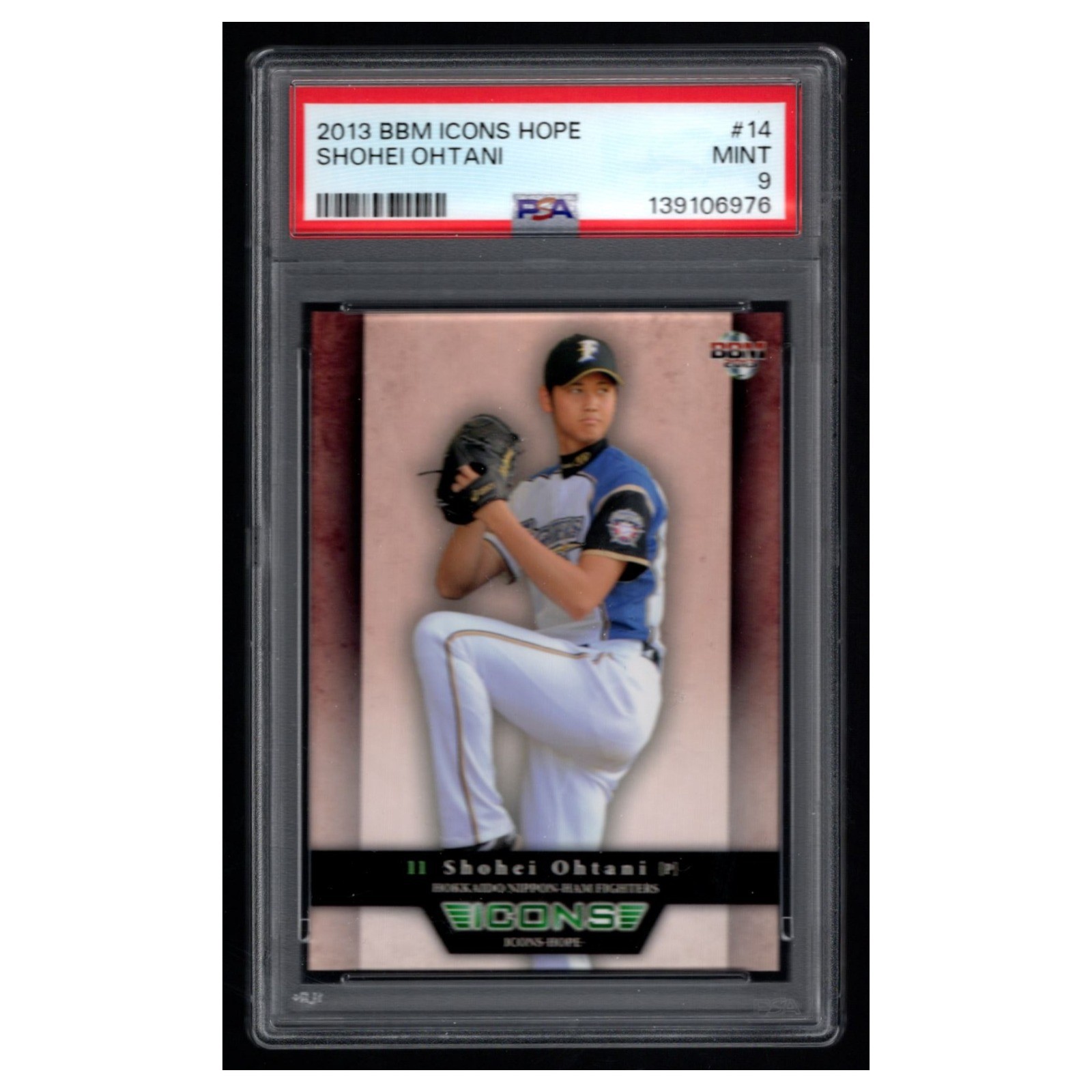 Shohei Ohtani Rookie #14 PSA 9 2013 BBM Icons Hope Baseball Card MLB
