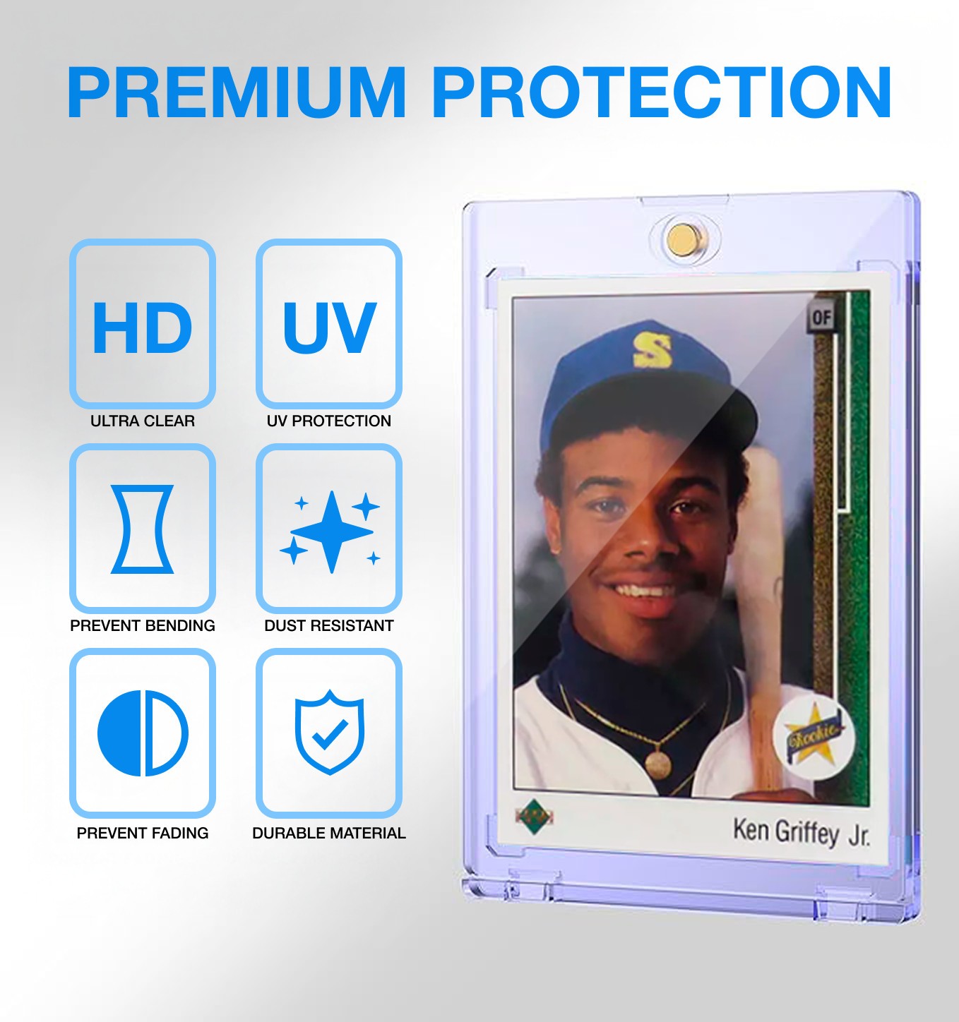50 Pack Magnetic Trading Sports Card Holders 35pt One-Touch Hard UV Protection