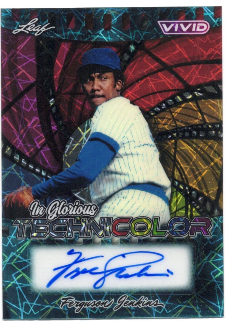 2025 Leaf Vivid Baseball Fergie Jenkins Cubs Teal Glorious Technicolor Auto 8/10
