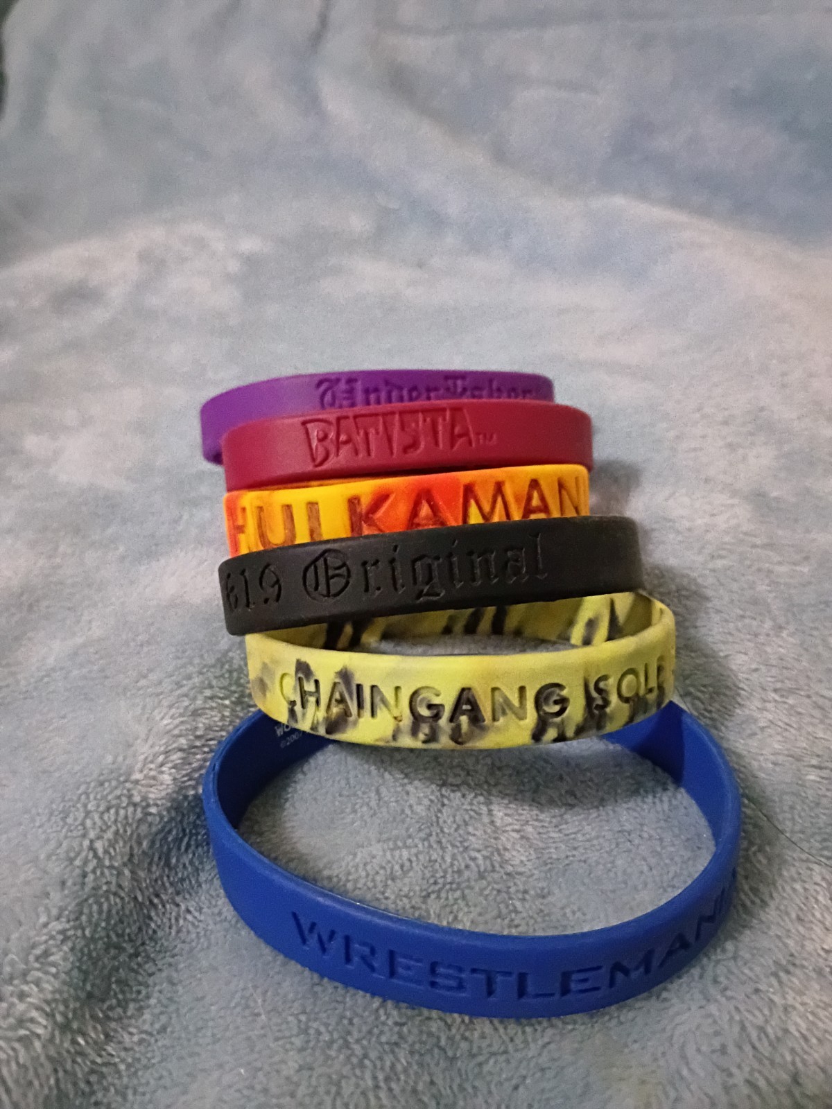 WWE Theme Rubber Silicone WristBands Lot of 6 – Hulk Hogan, John Cena, And More