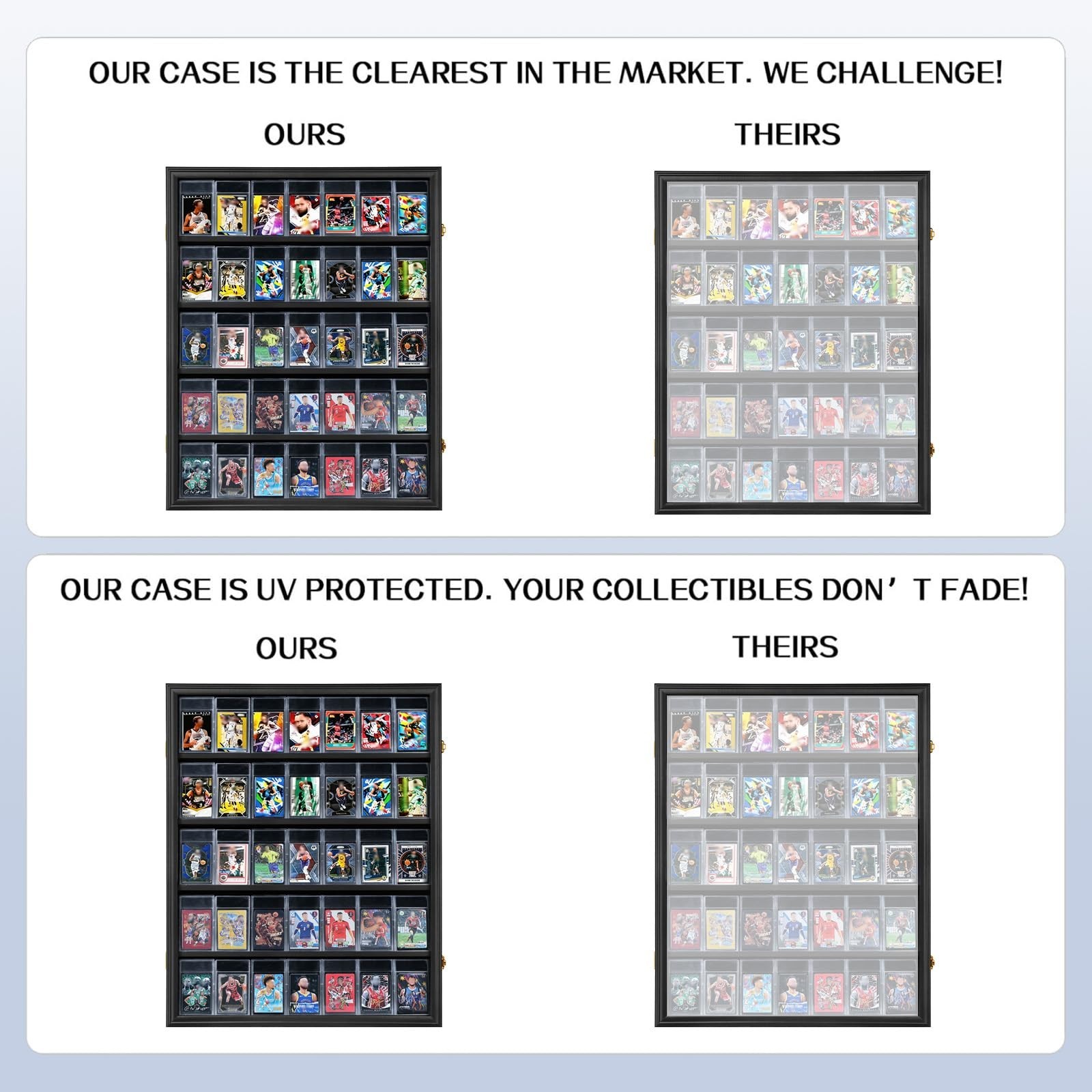 35 Graded Sports Baseball Card Display Case Lockable Wall Mount
