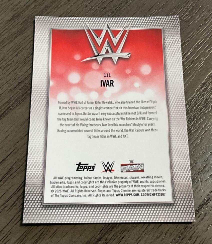 2026 Topps Chrome WWE # 111 Ivar /299 Teal Refractor