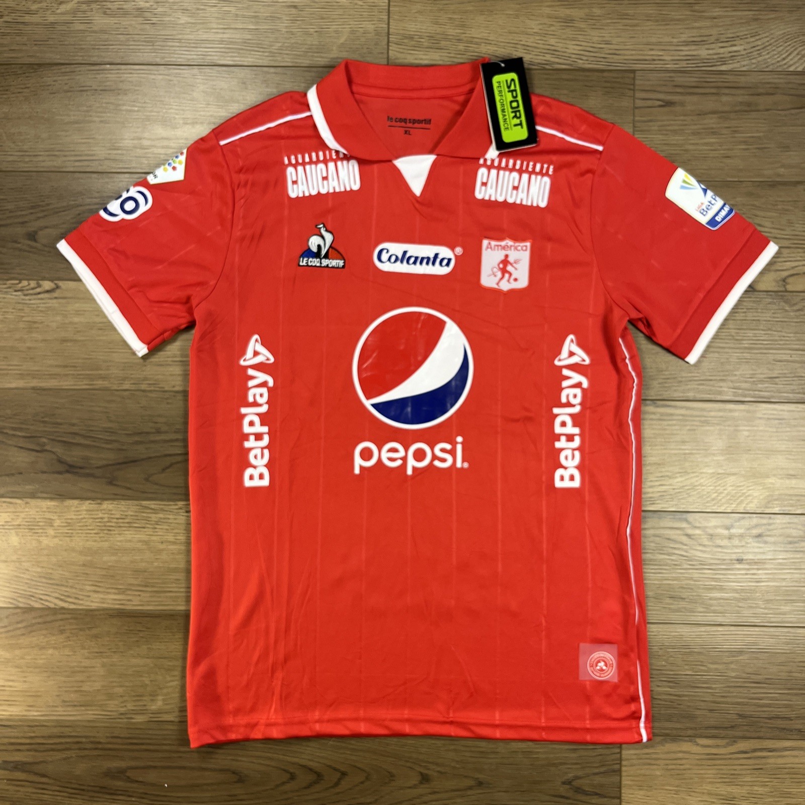 Le Coq Sportif America De Cali Red Soccer Jersey Men’s Size L