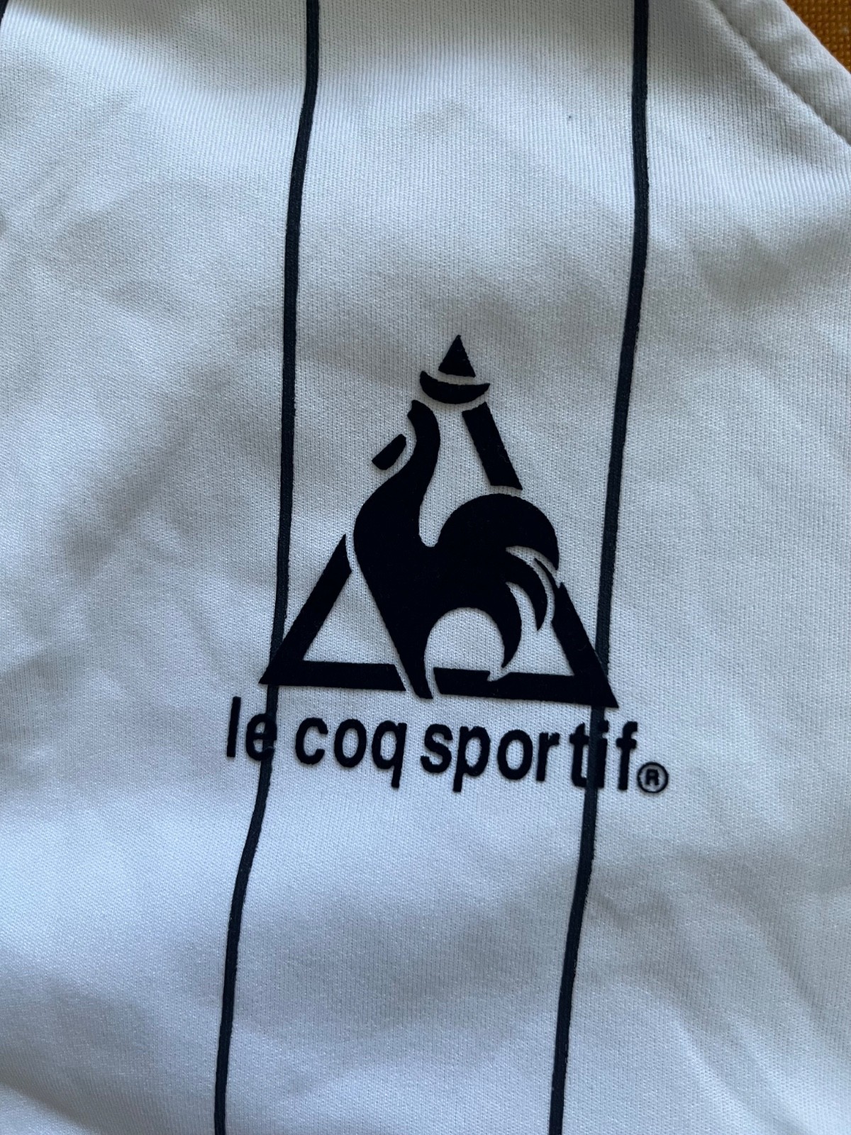 Le Coq Sportif Fan Jersey Vintage XS White Pinstripe Soccer Football