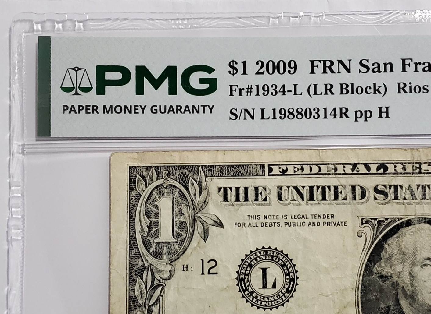 $1 Bill Series 2009 (Rookie Year) STEPHEN CURRY Birthday Note PMG – L 19880314 R