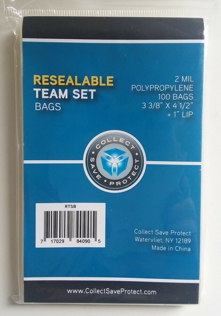 CSP Team Set Bags 100ct Resealable Lot Of 5 No PVC NIP 3 3/8×4 1/2 + 1″ lip