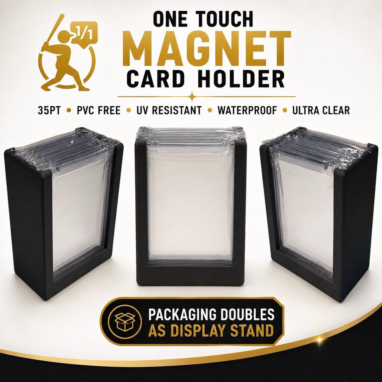 1of1 ONE-TOUCH Magnetic Card Holder – Pack of 6 With Gray Display. Free Shipping