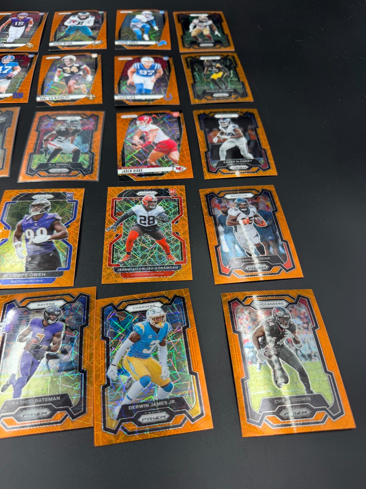 NFL Prizm Orange Lazer Lot Of 35 all in picture