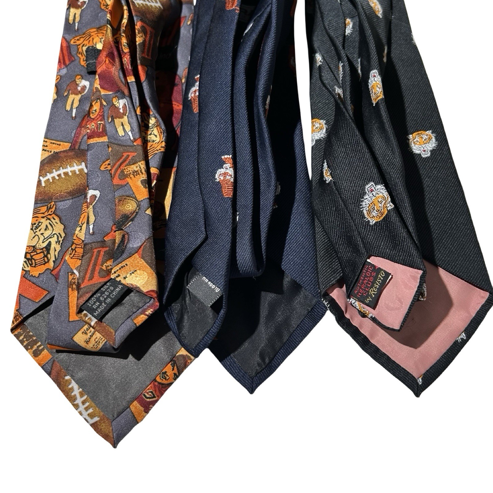 Lot of 3 Vintage Clemson Tigers Men’s Neckties Silk Poly NCAA Football Mascot
