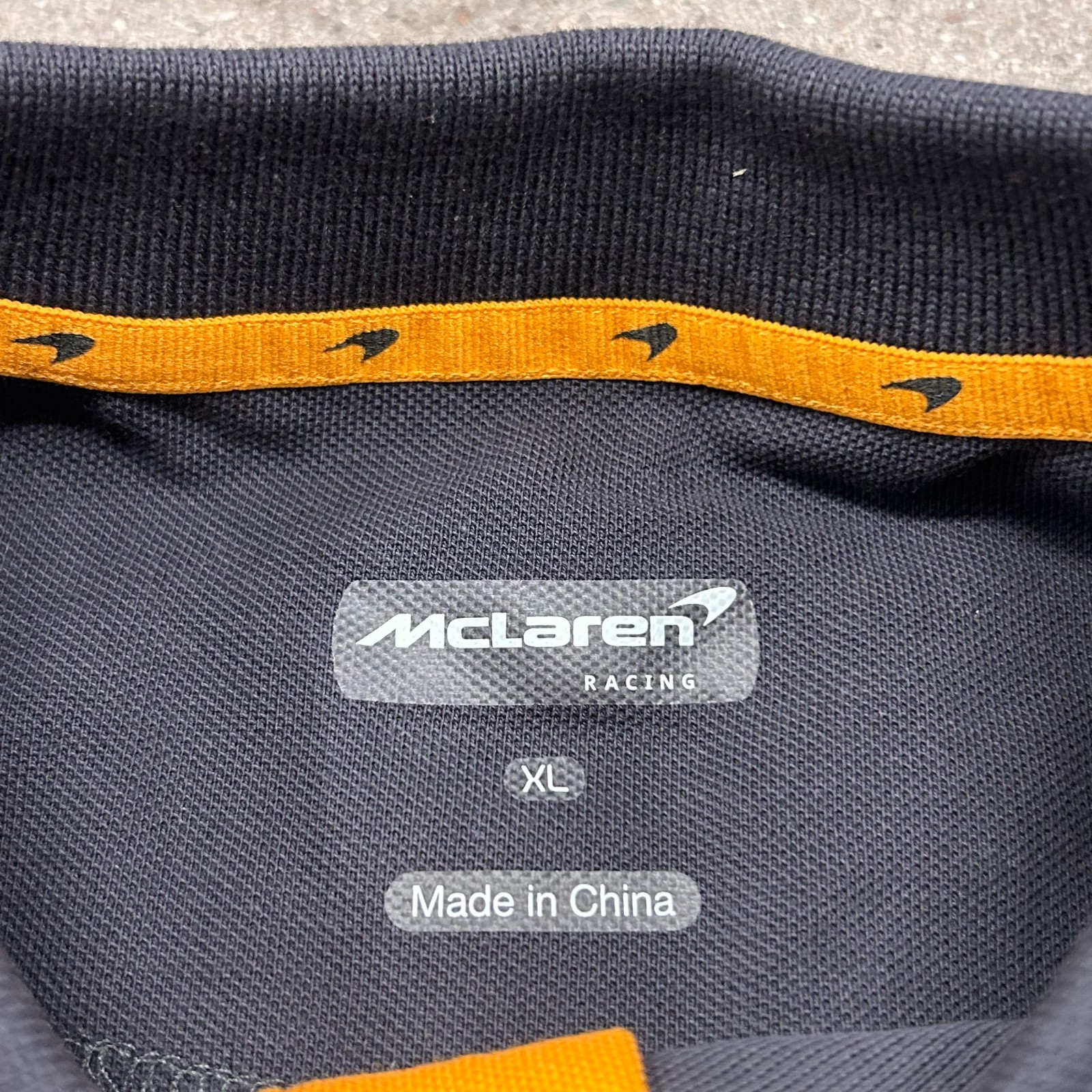 McLaren Formula 1 Team Polo Shirt Mens XL Black Organic Cotton Side Slit Racing