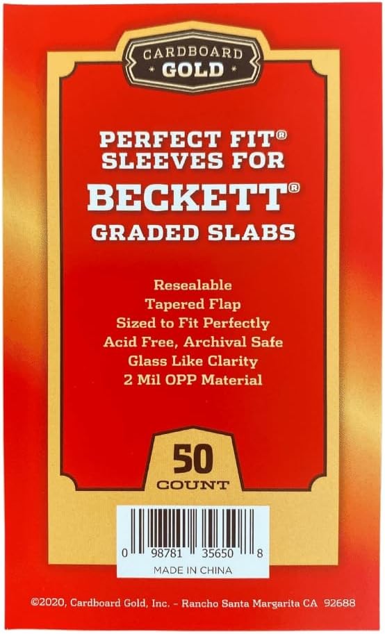 Beckett Card Sleeves – Perfect Fit 50 by Cardboard Gold Size, Clear