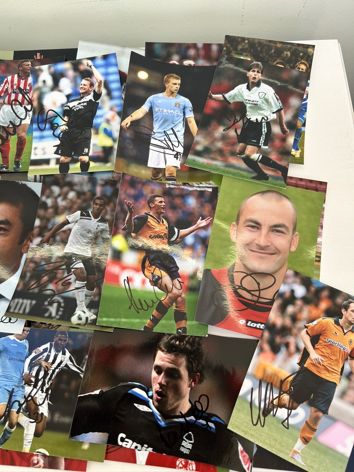 125 Signed Football Autographs Photo Collection Job Lot Ex-Prem & EFL Players