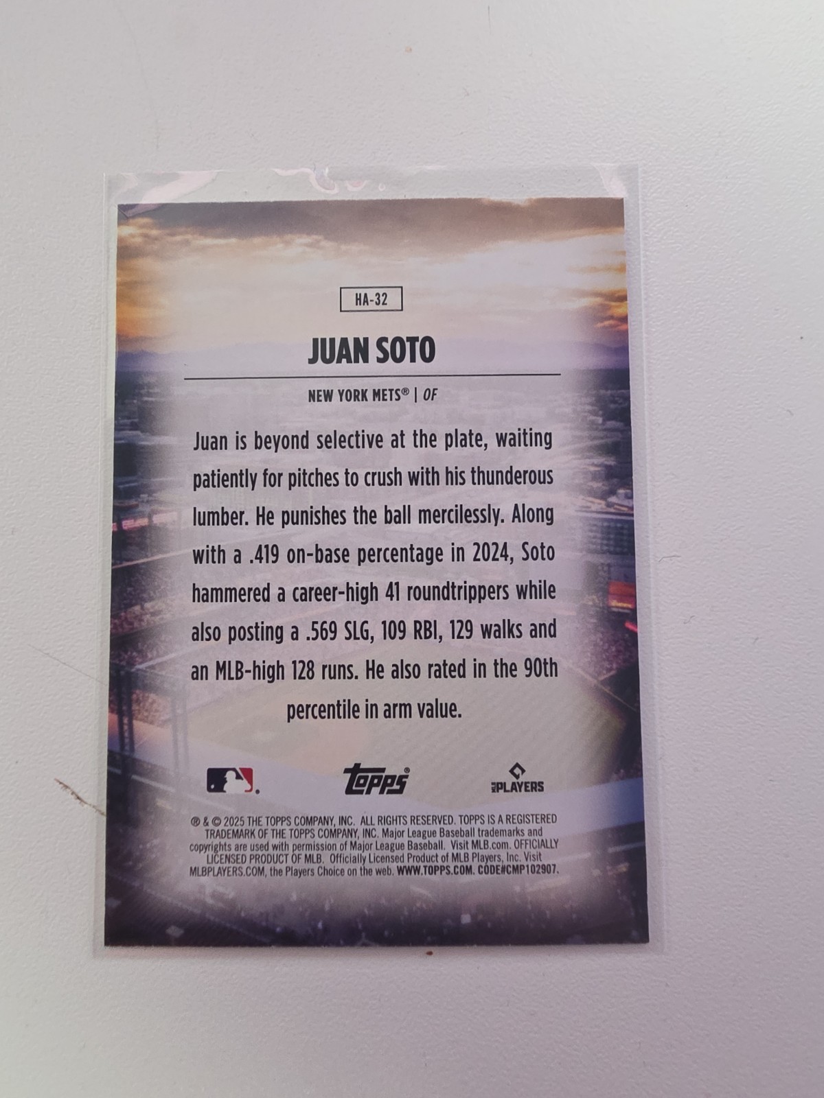 Topps Home Field Advantage HFA-12 Juan Soto New York Mets Hologram Insert