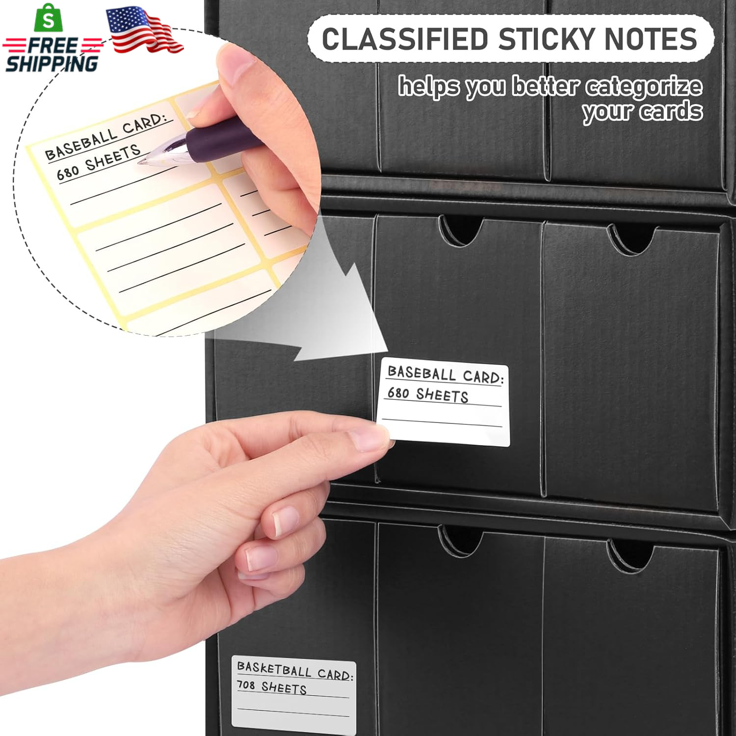 Homthy Trading Card Storage Box, Includes 12 Pack with 50 Card Dividers, Cardboa