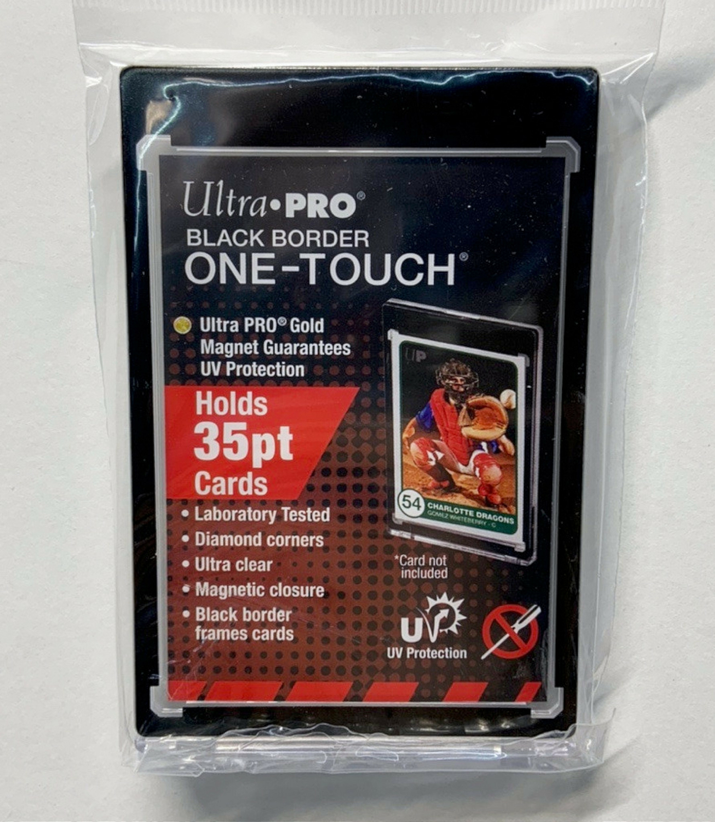 NEW 5-PACK Ultra Pro OneTouch Black Border Magnetic 35pt Card Case Holders 85566
