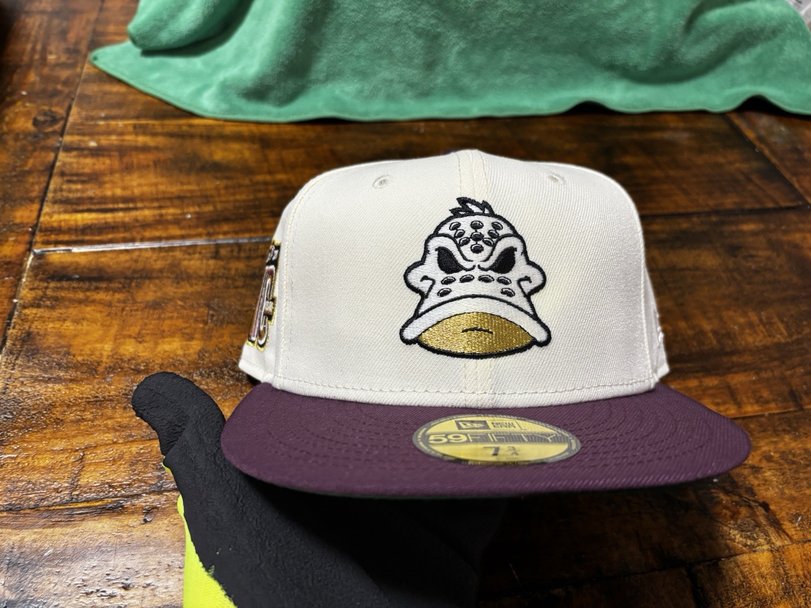 Anaheim Mighty Ducks Off White Plum New Era Fitted 7 3/4 Green Glow In The Dark