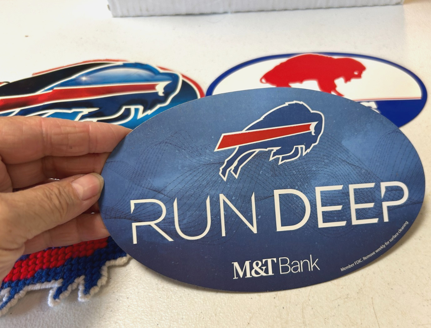 3 Vintage Buffalo Bill Football M&T Bank Magnets 7 1/2″ x 4 3/4″