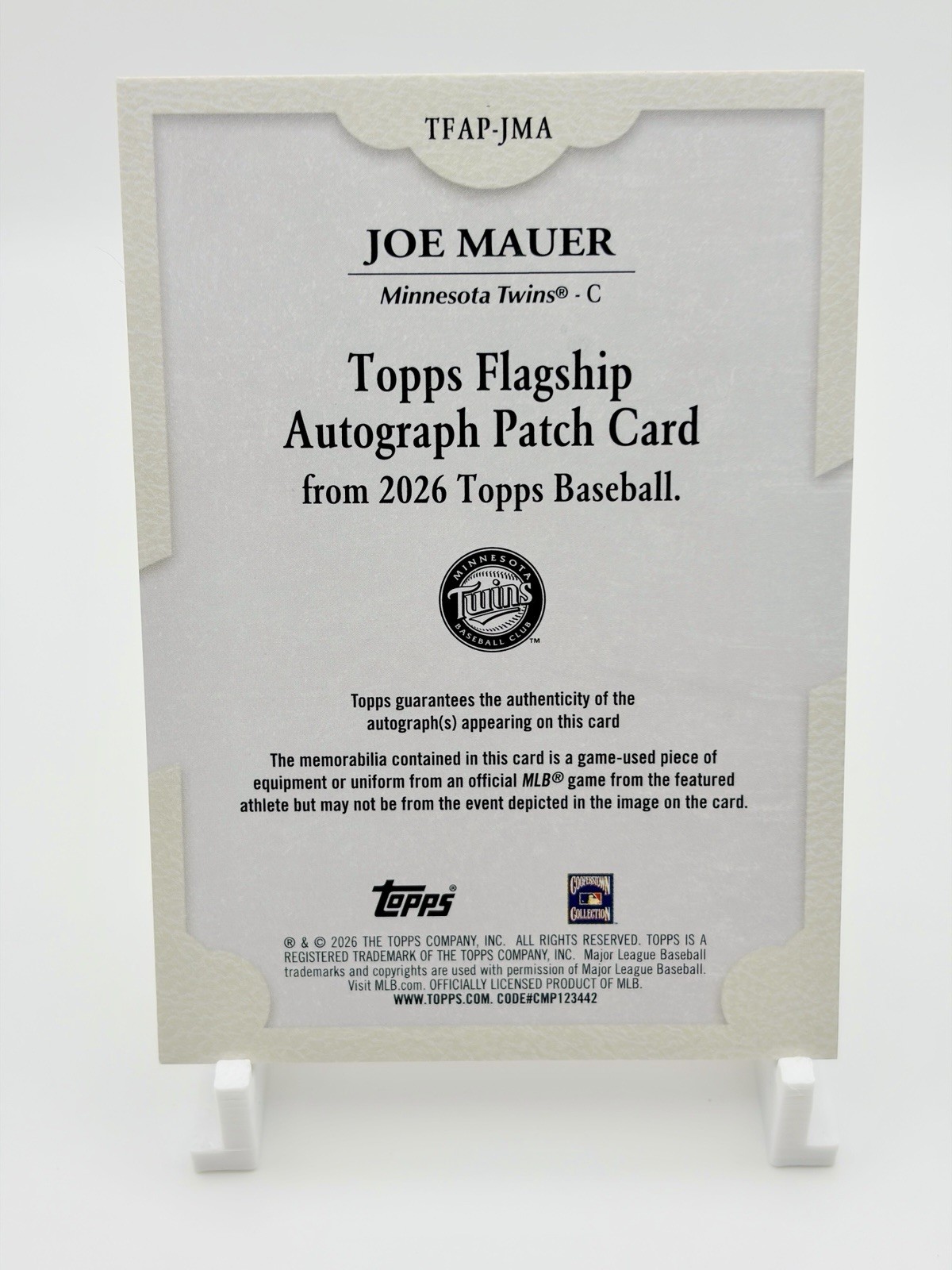 Topps 2026 Baseball Joe Mauer Twins Flagship Autograph Patch TFAP-JMA /25