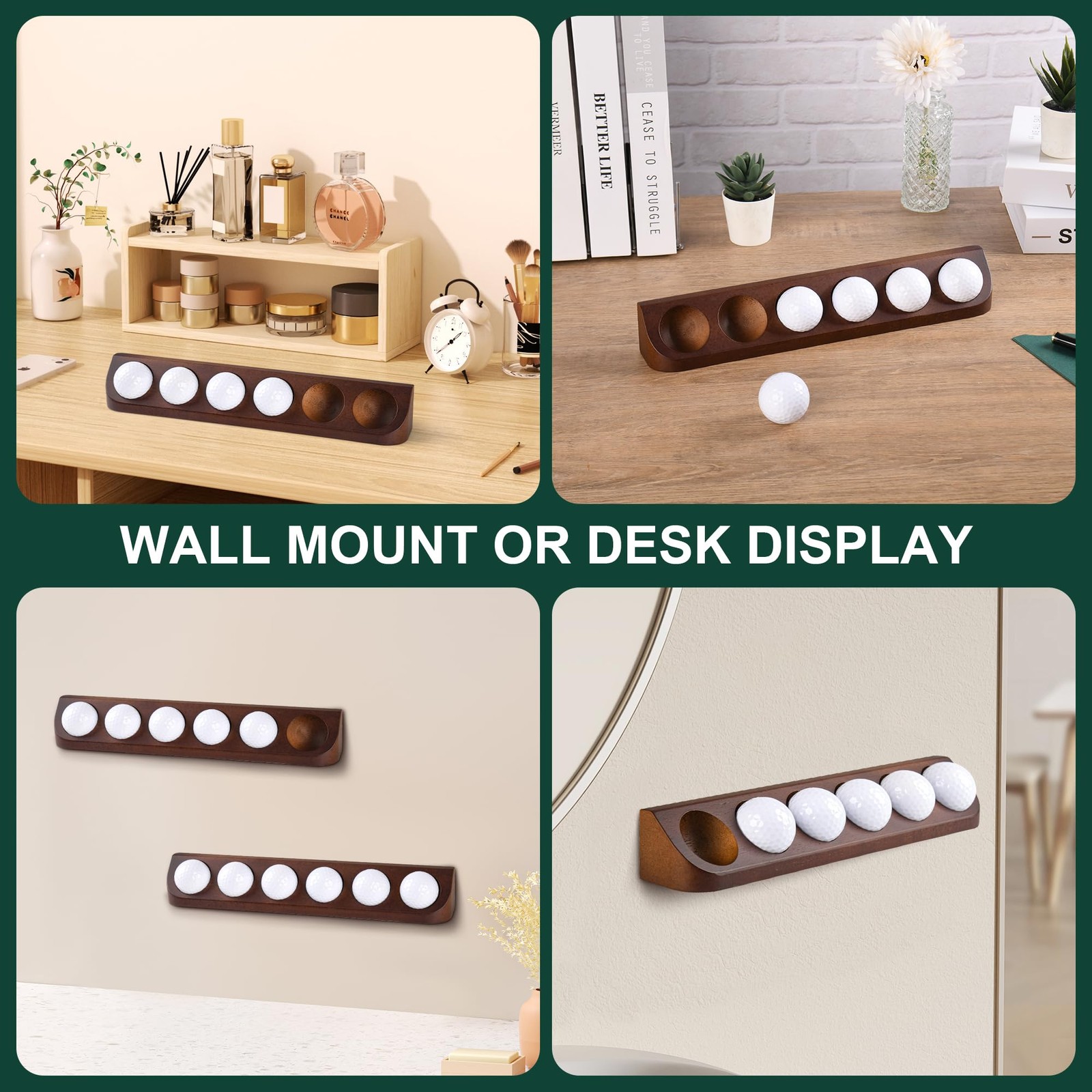 2 PCS Golf Ball Display Case Wall Mount Tabletop Decor For 12 Standard Balls