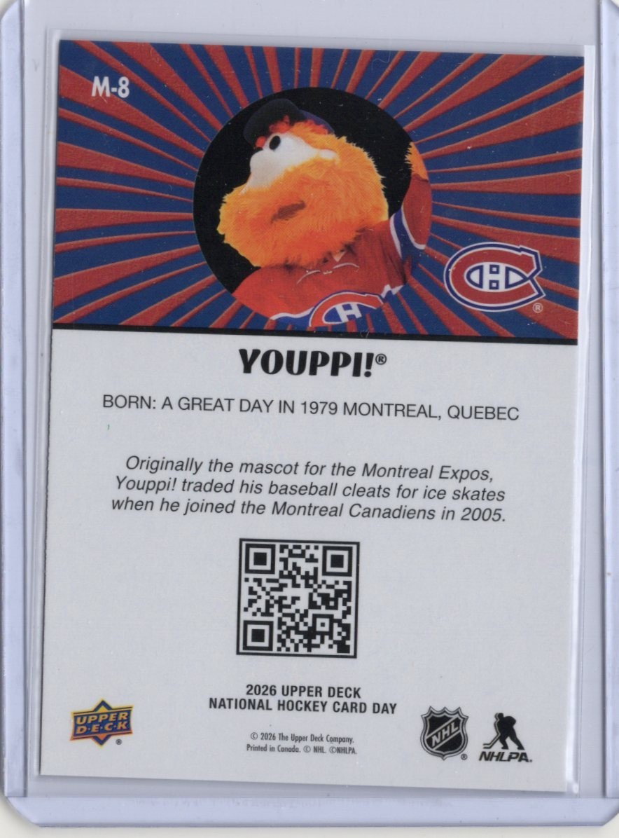 2026 Upper Deck National Hockey Card Day Mascot Mannerisms Youppi #M-8 Fire Sale