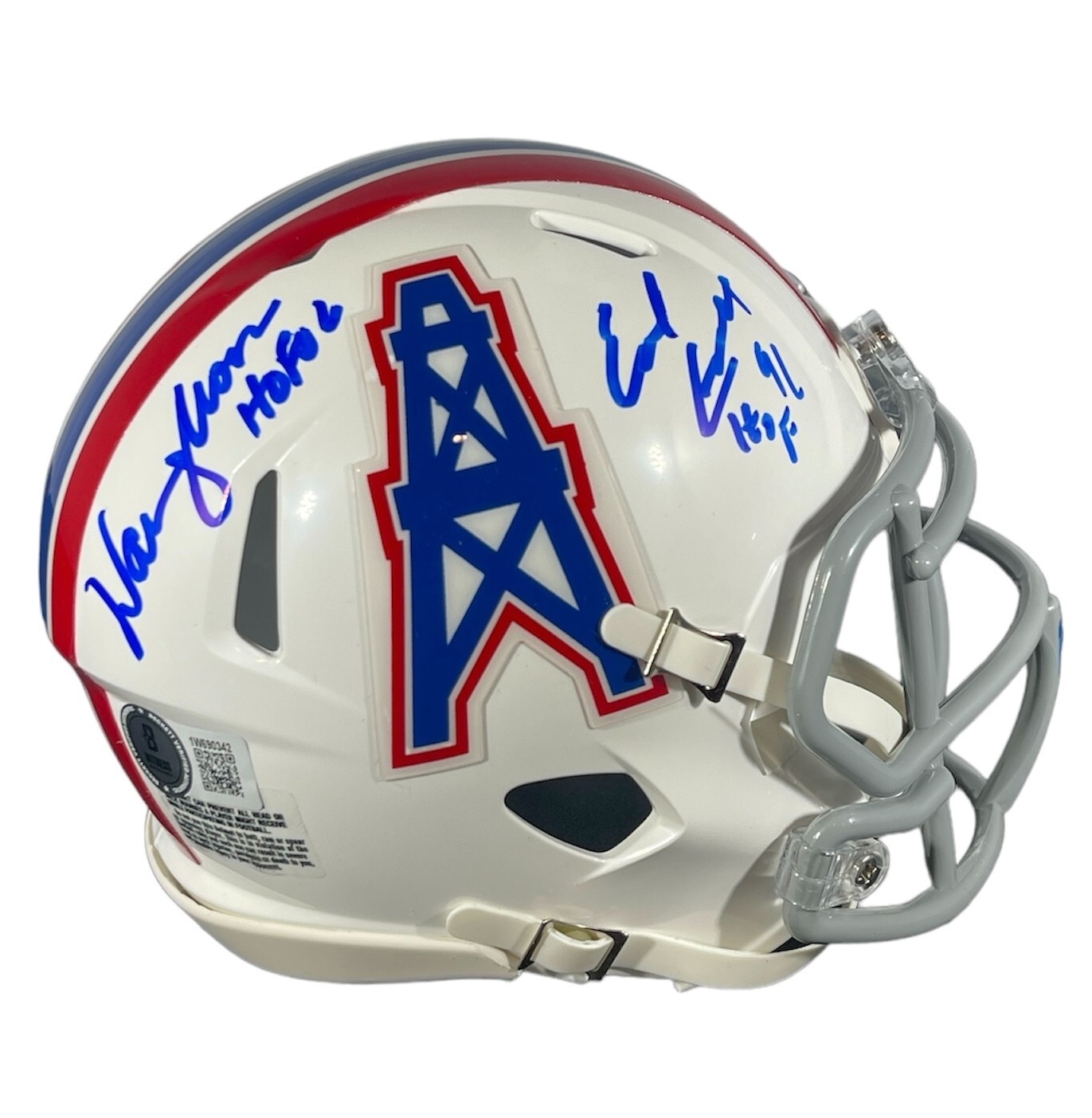 Earl Campbell & Warren Moon Signed Auto Oilers Mini Helmet w HOF Beckett BAS COA