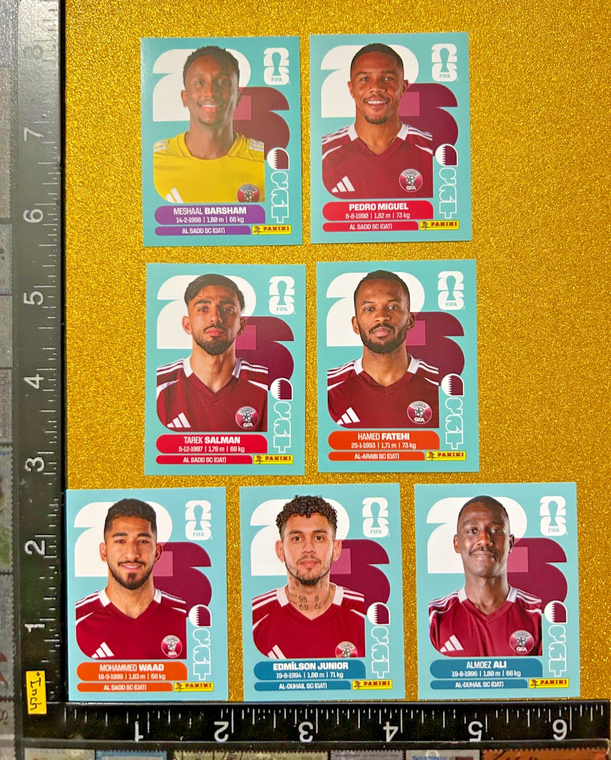 PANINI STICKERS WORLD CUP 2026 USA-MEX-CAN, SET OF 7 BLUE, QATAR TEAM