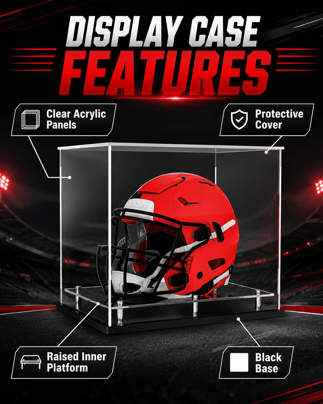 Football Helmet Display case Full Size,Self-Assembly Acrylic Helmet Display Case