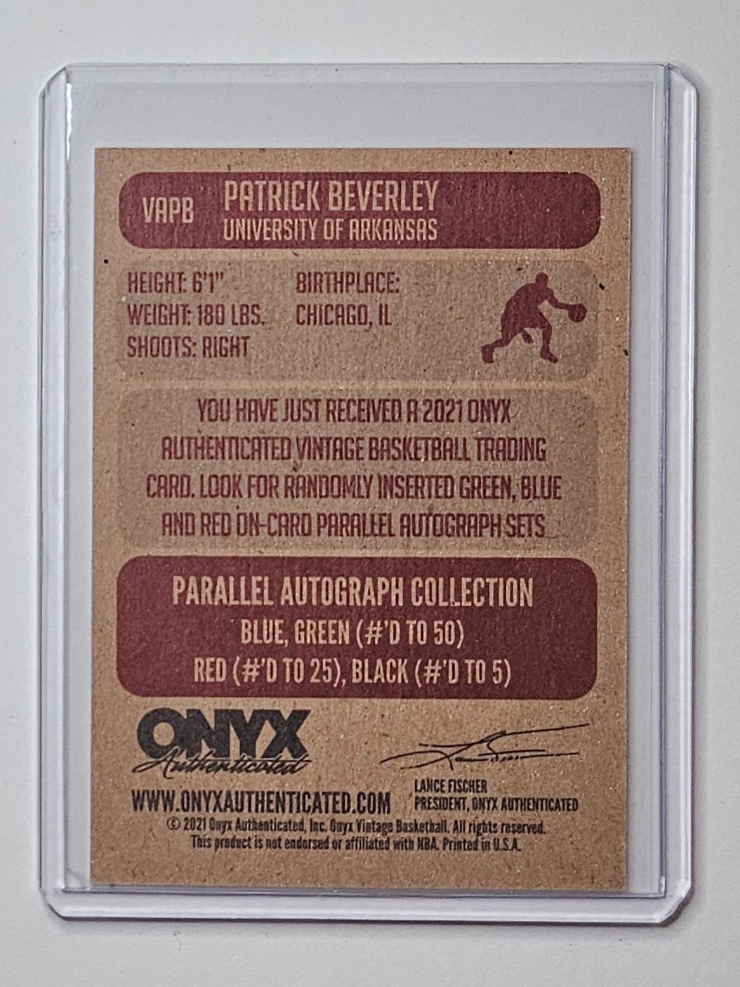 Patrick Beverley 2021-22 Onyx Vintage Authenticated Auto /50 #VAPB ✍️