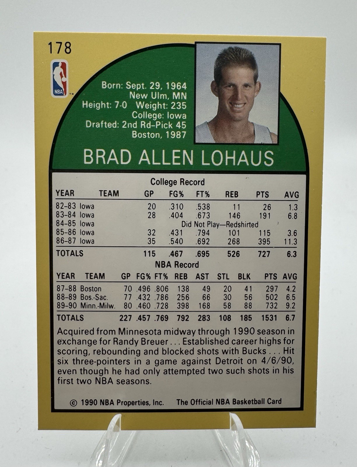 1990-91 Hoops #178 Brad Lohaus Milwaukee Bucks